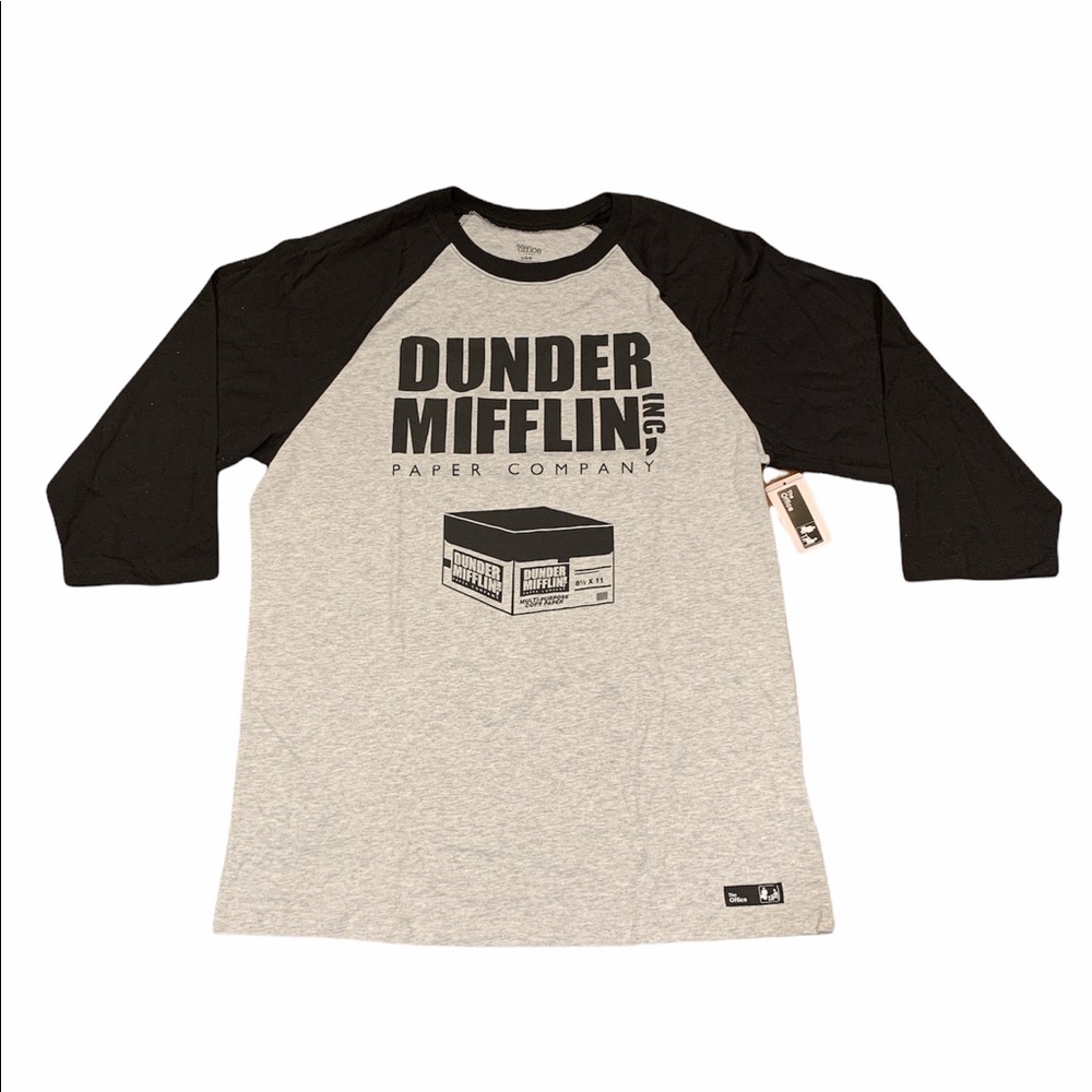 Dunder Mifflin Graphic 3/4 Sleeve Baseball T-Shirt (NWT) from NBC’s The Office